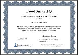 food handlers certificate